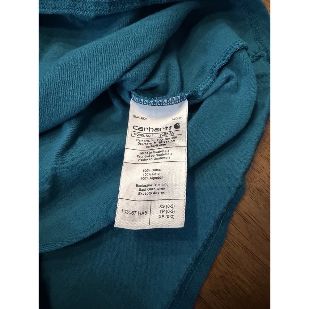 Carhartt Women's K87 Heavyweight Pocket T-Shirt XS Loose Fit Shaded Spruce Blue - Picture 5 of 6